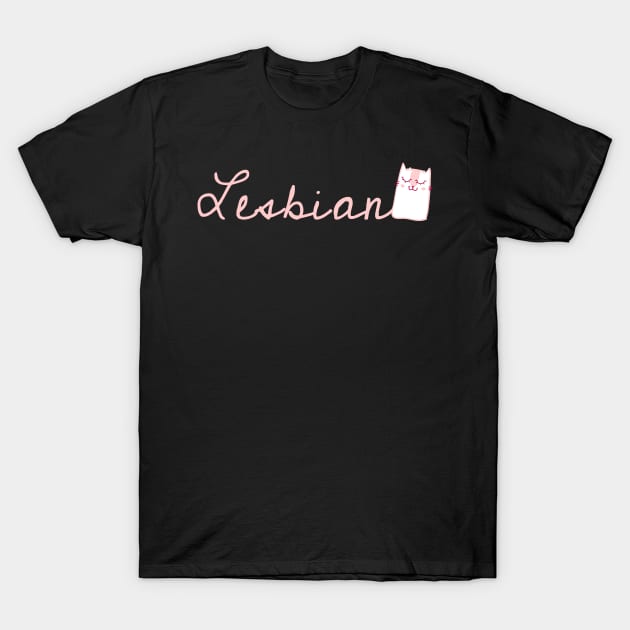 Pink Lesbian Cat T-Shirt by For Lesbians, By Lesbians